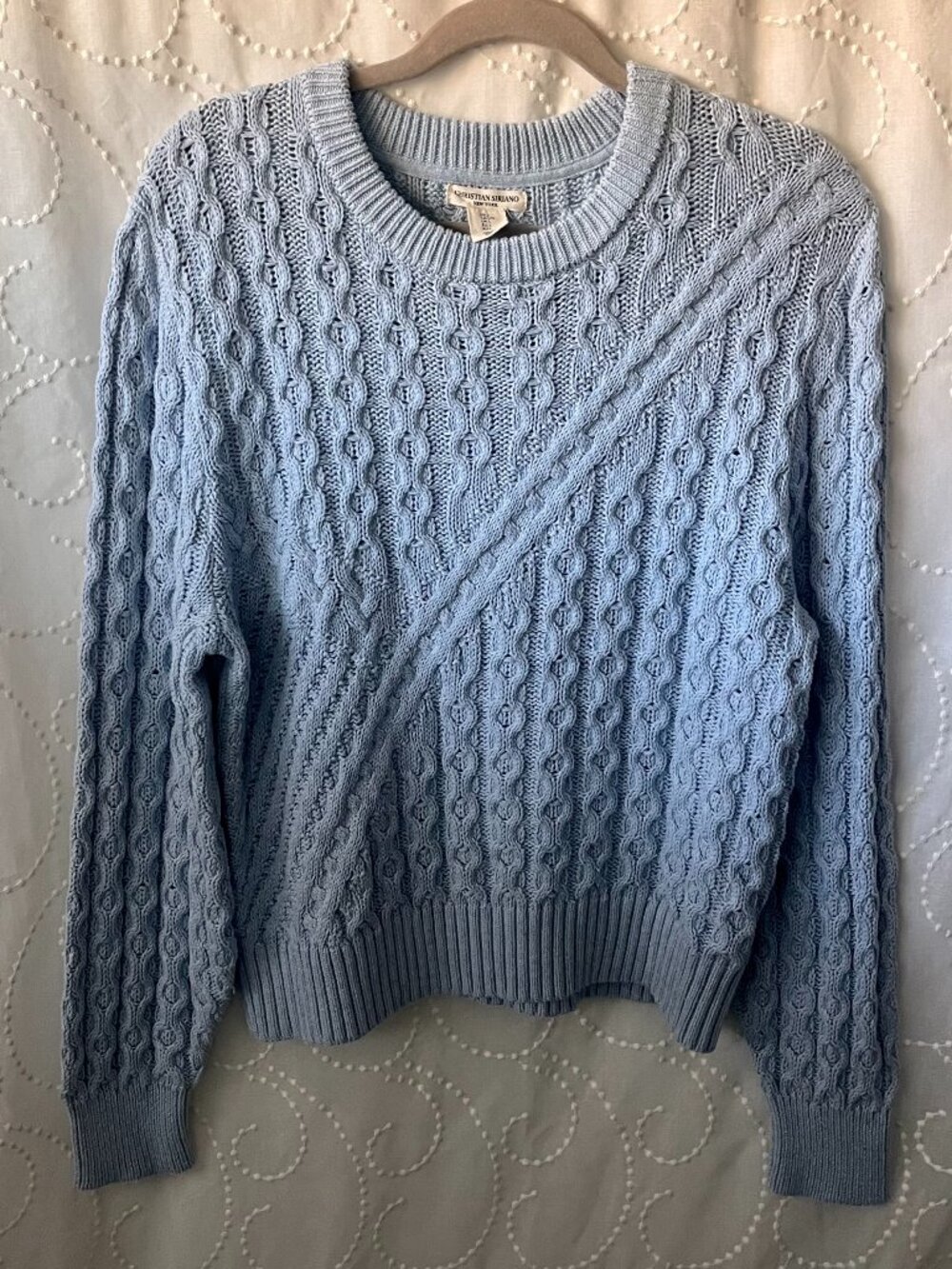 Christian Siriano New York Blue Cable Knit Sweater- Woman's Large